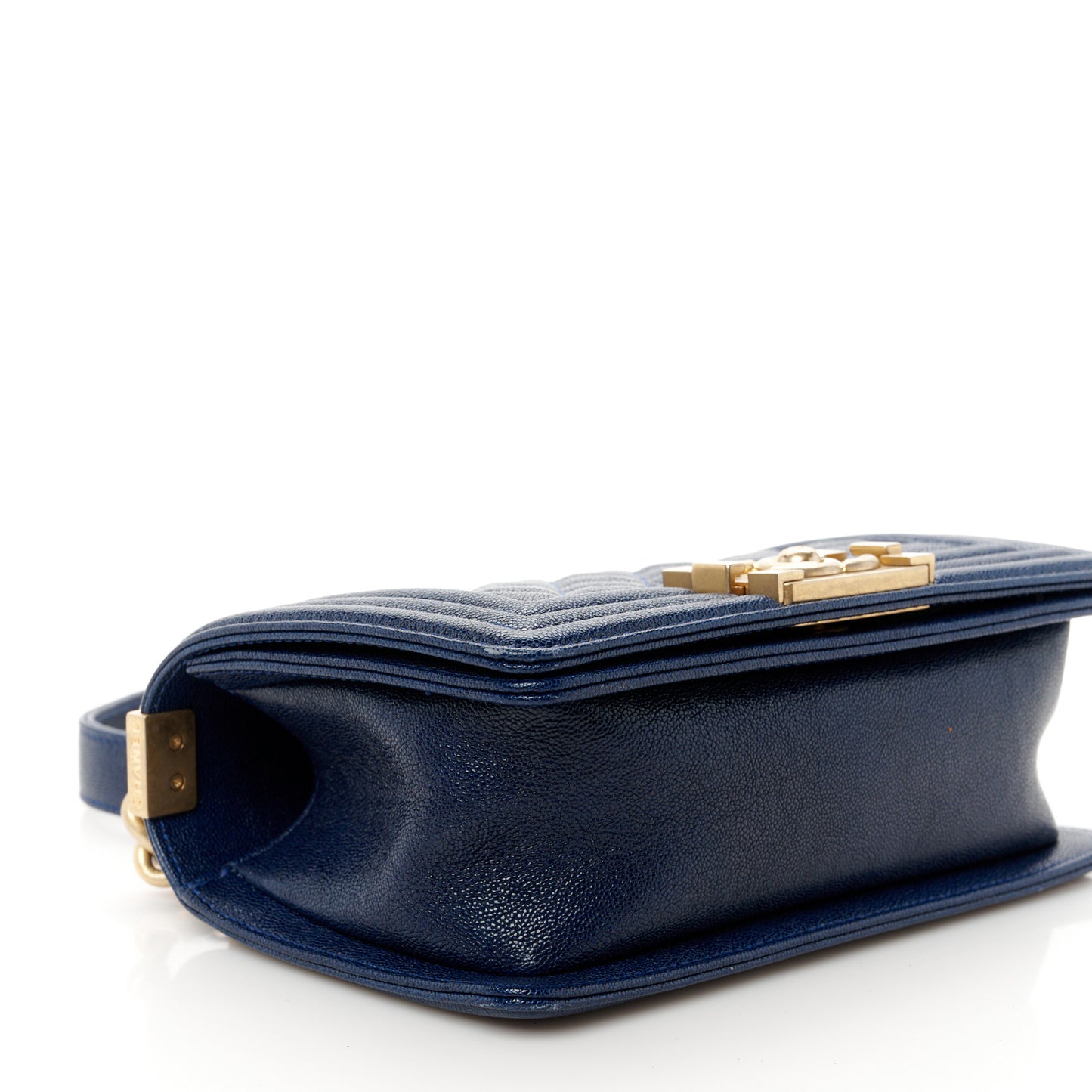 Caviar Quilted Small Boy Flap Navy