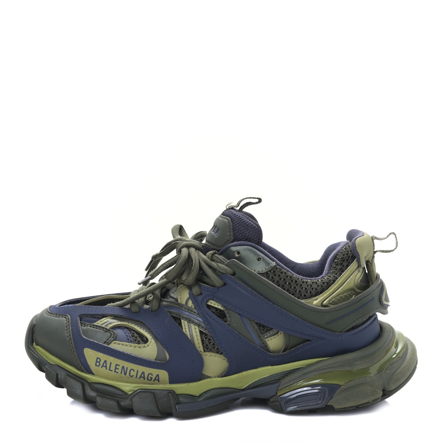 Mesh Rubber Tri-Color Womens Track Sneakers 38 Kaki Dark Grey Green