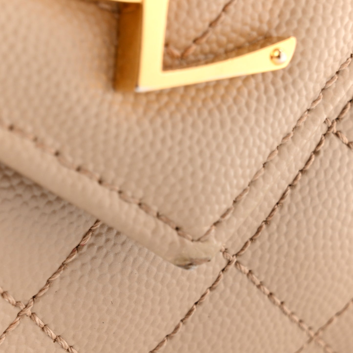 Grain De Poudre Textured Mixed Matelasse Medium Triquilt Monogram Satchel Dark Beige