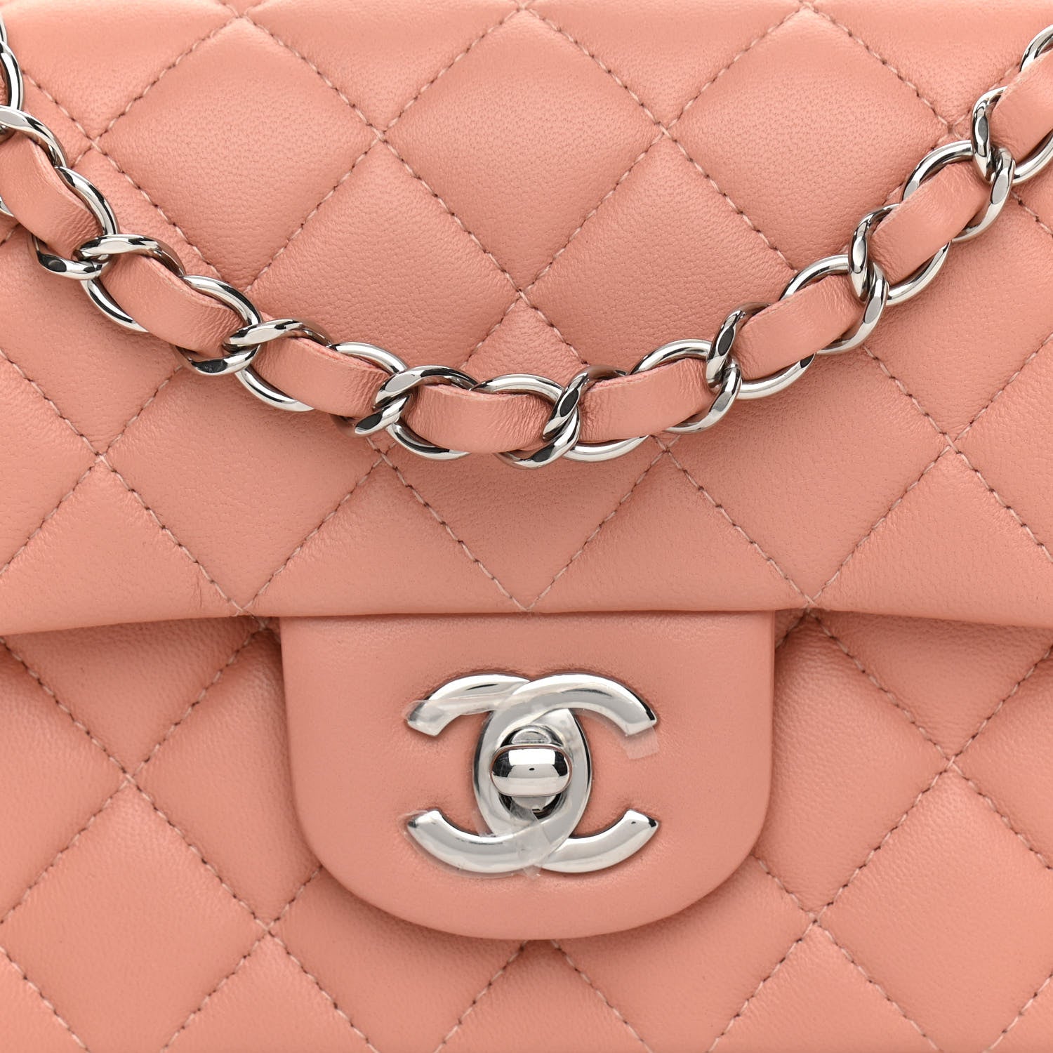Chanel Lambskin Quilted Mini Rectangular Flap Dark Pink 8 of 11