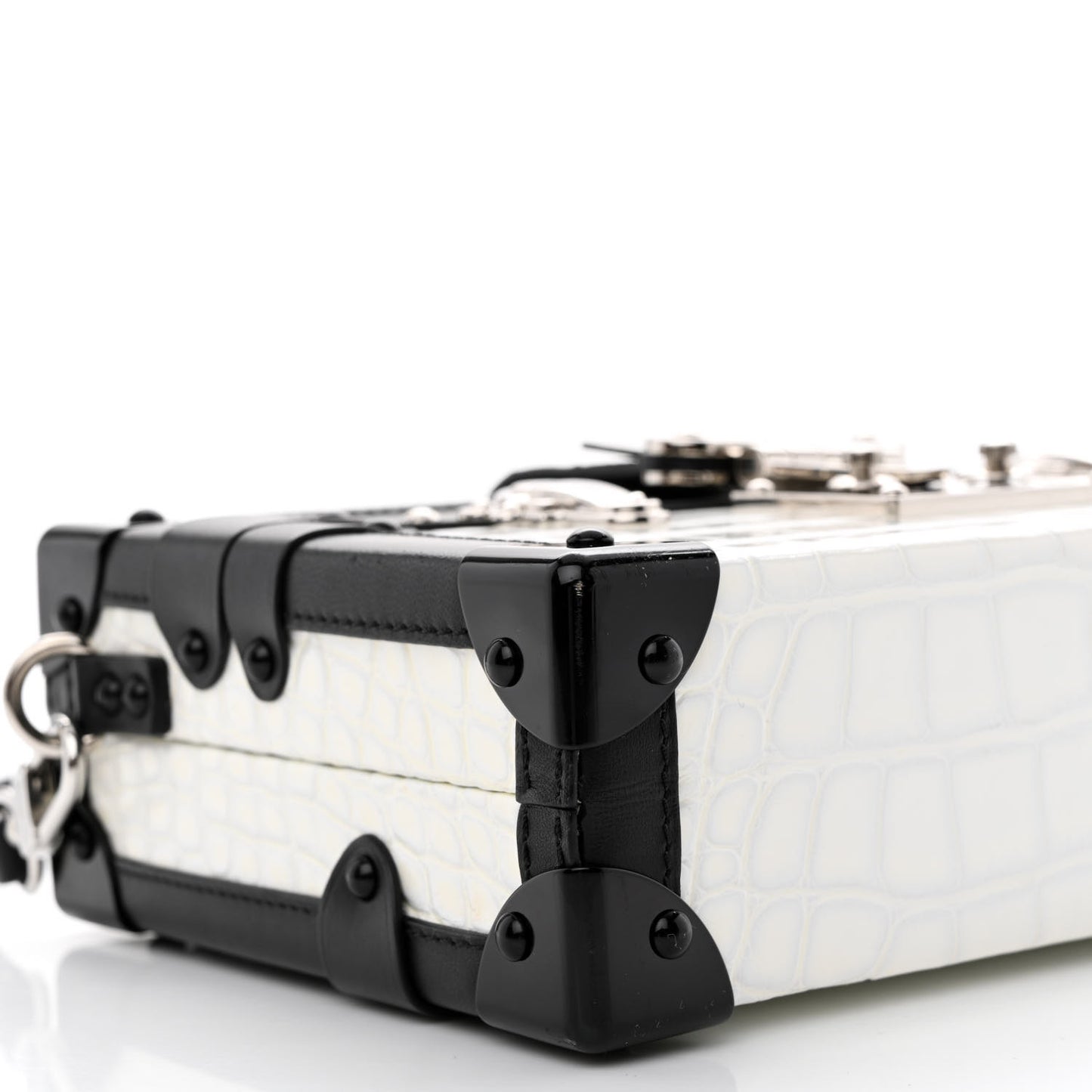 Alligator Petite Malle White Black