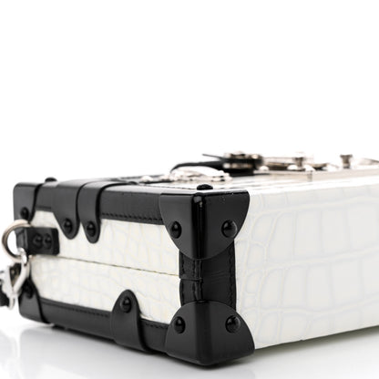 Louis Vuitton Alligator Petite Malle White Black 9 of 11