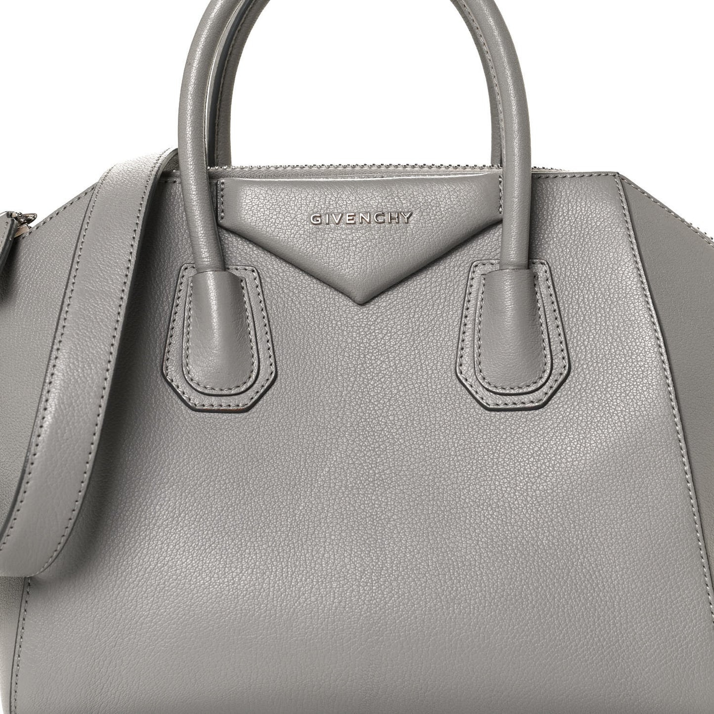 Sugar Goatskin Small Antigona Pearl Grey