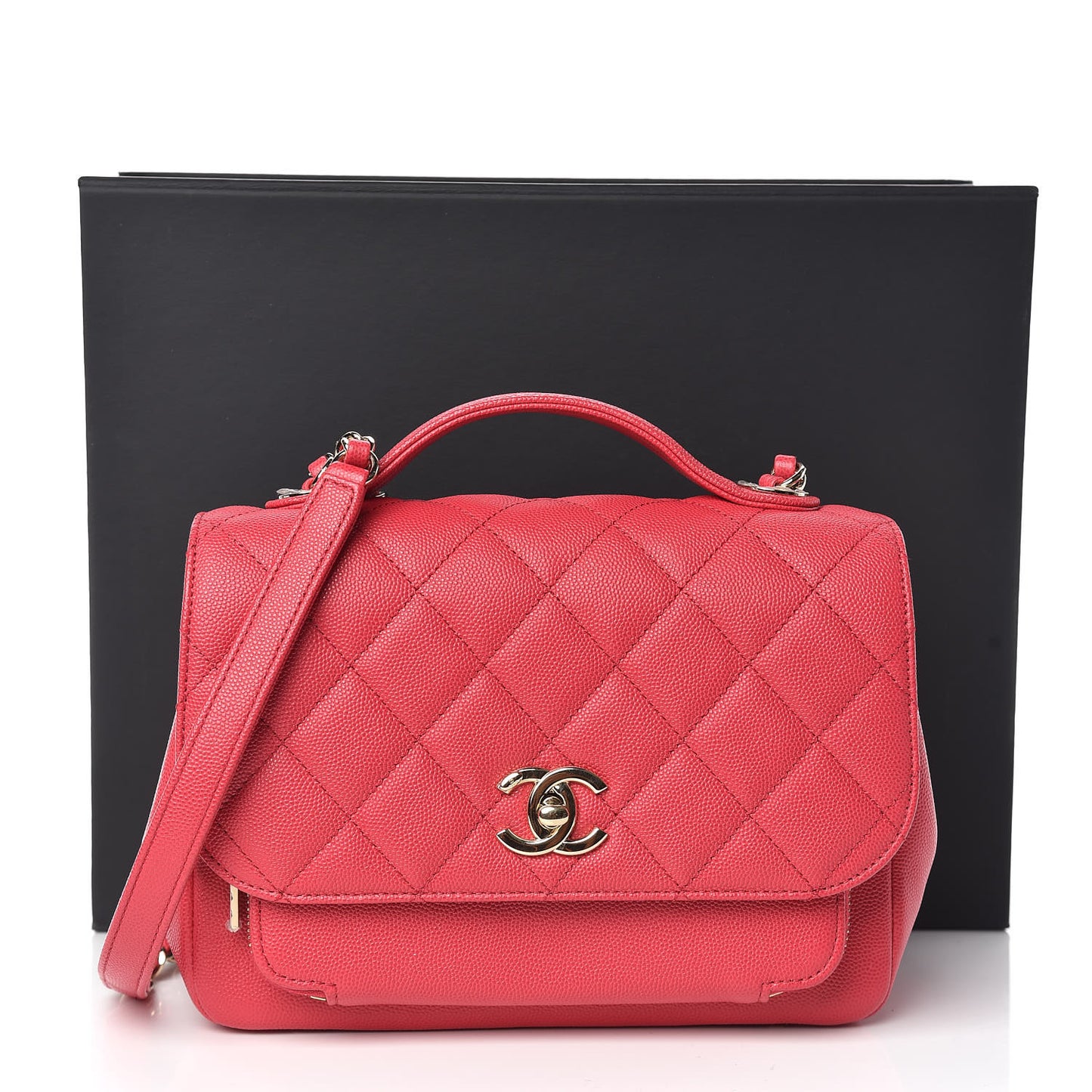 Caviar Quilted Medium Business Affinity Flap Red