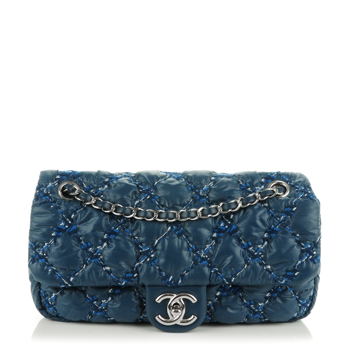 Nylon Quilted Tweed on Stitch Medium Bubble Flap Blue