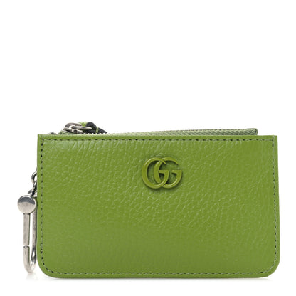 Gucci Dollar Calfskin Enamel Monochrome GG Marmont Key Case Card Holder Lemon Leaf 1 of 9