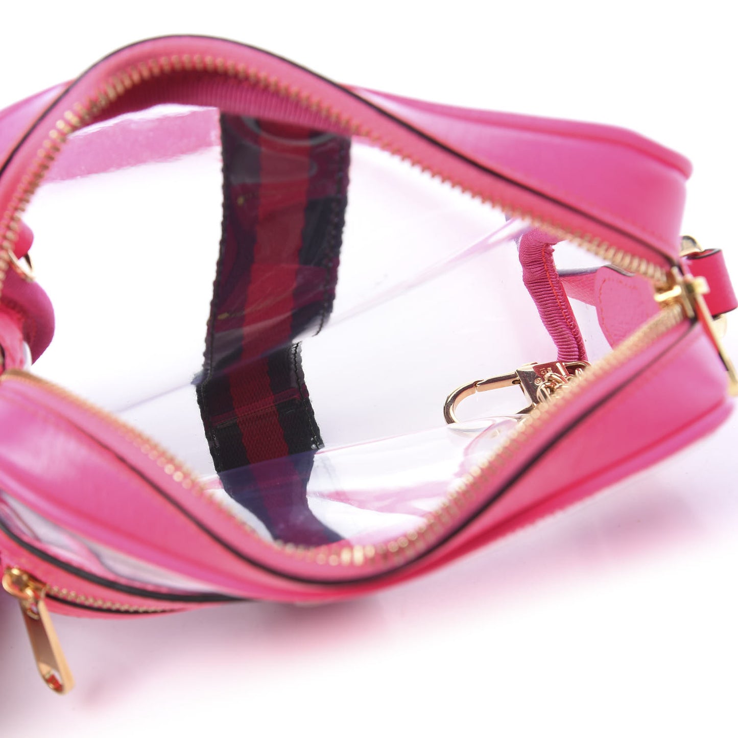 Vinyl Web Mini Ophidia Transparent Shoulder Bag Fluorescent Fuchsia