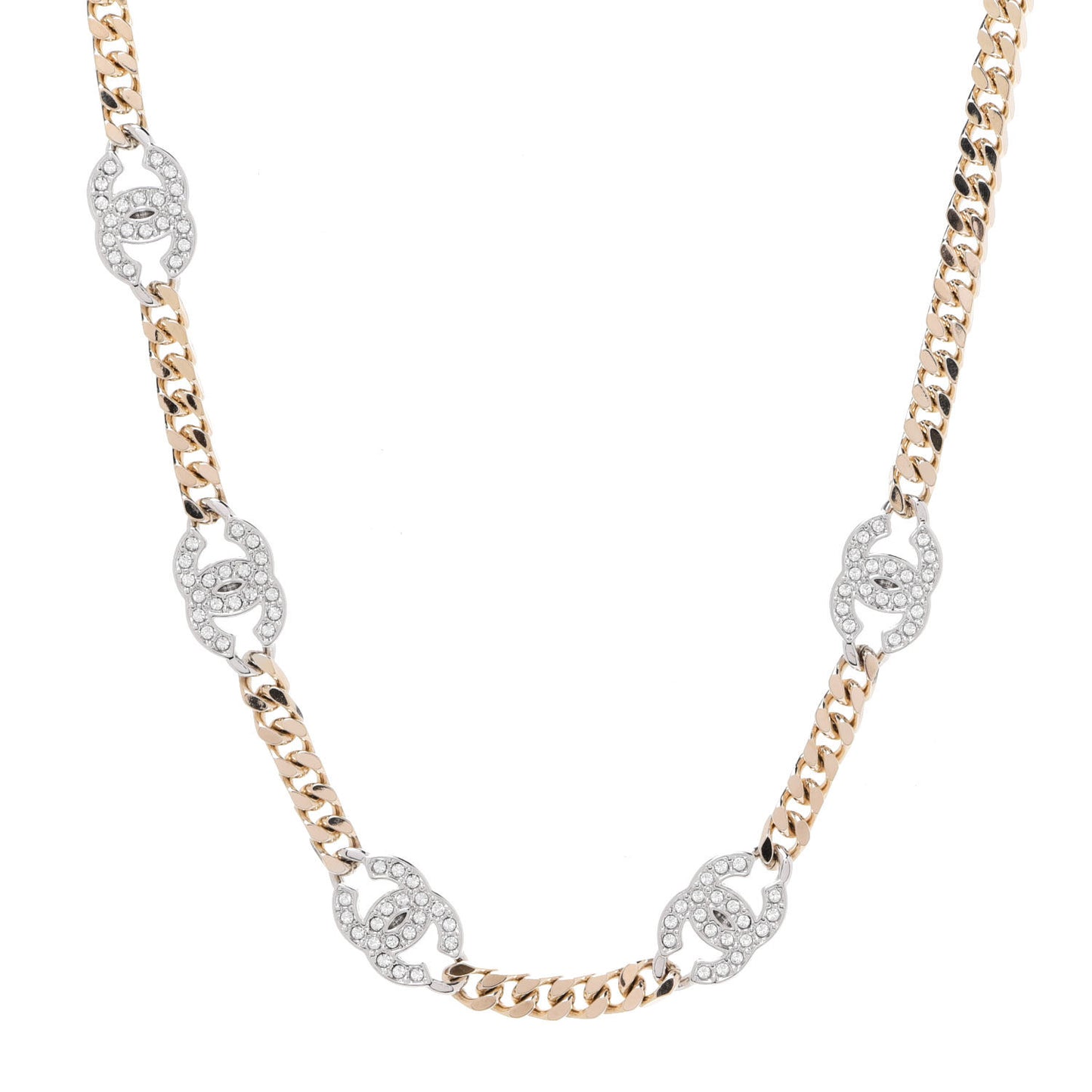 Crystal Chain CC Link Choker Gold Silver