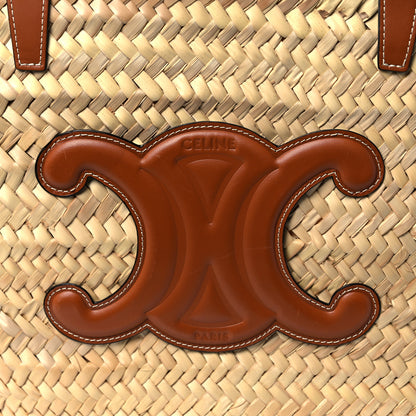 Celine Raffia Calfskin Triomphe Medium Panier Tan 8 of 13