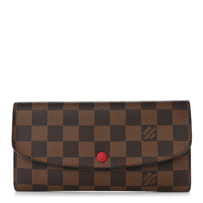 Louis Vuitton Damier Ebene Emilie Wallet Red 1 of 13