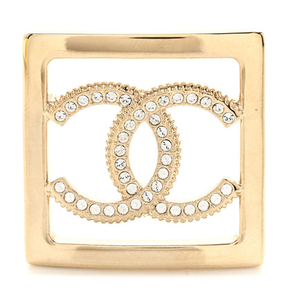 Chanel Crystal CC Square Brooch Gold 1 of 3
