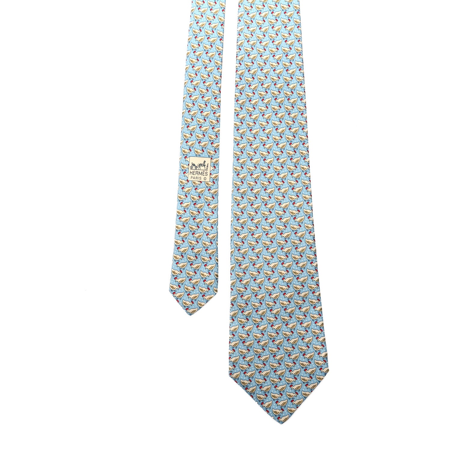 Hermes Printed Silk Mens Neck Tie Bleu 1 of 5