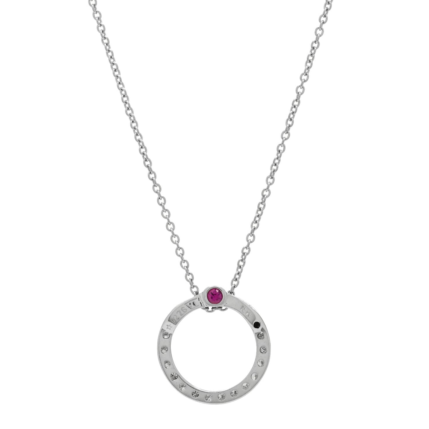 18K White Gold Diamond Small Tiny Treasures Circle Pendant Necklace