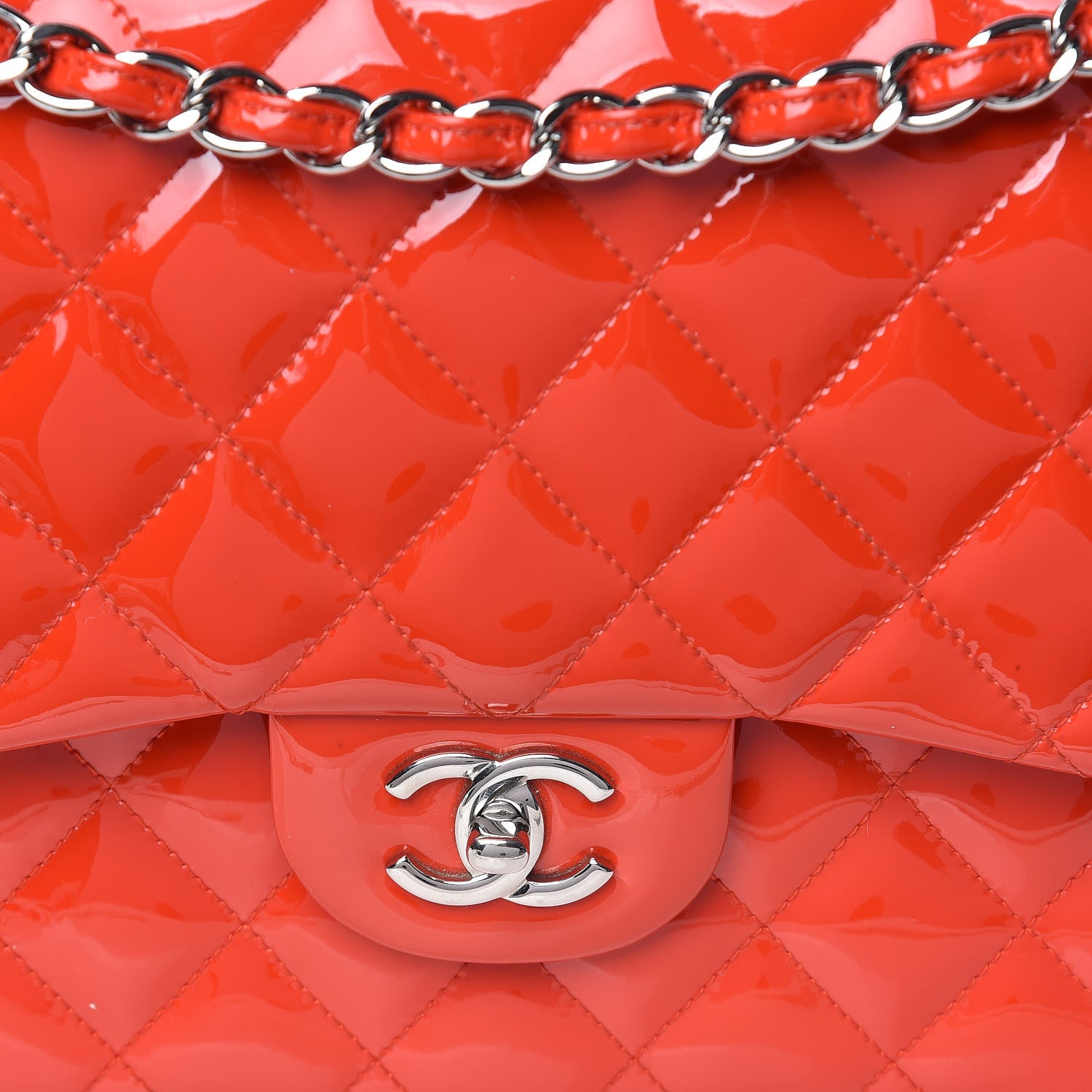 Chanel Patent Quilted Jumbo Double Flap Red 10 of 13