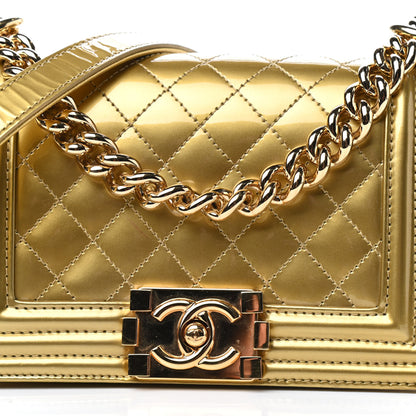 Chanel Metallic Patent Calfskin Quilted Small Boy Flap Gold 10 of 10