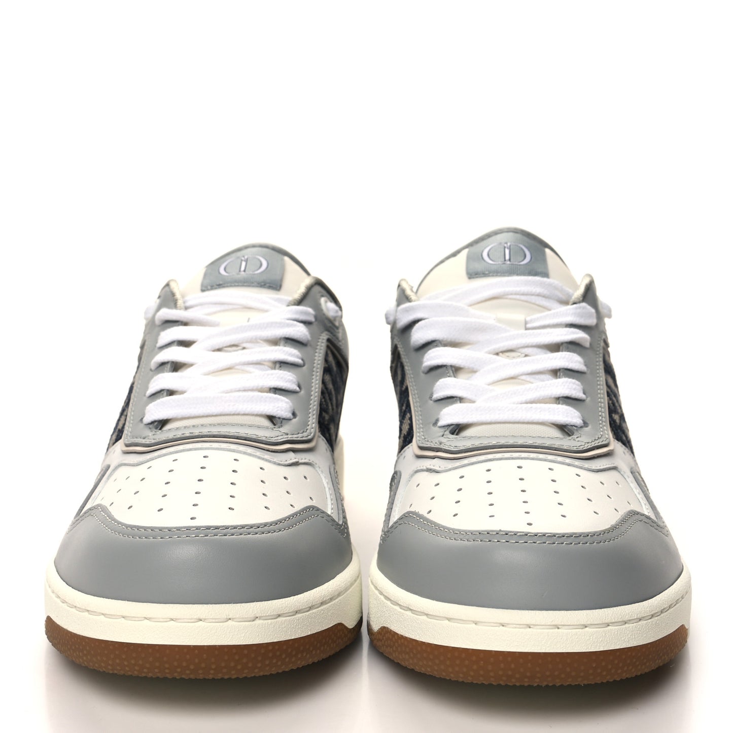Smooth Calfskin Jacquard Oblique Mens B27 Low Top Sneakers 42 Beige Blue
