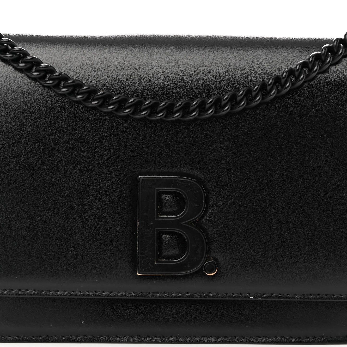 Smooth Calfskin B Wallet on Chain Black