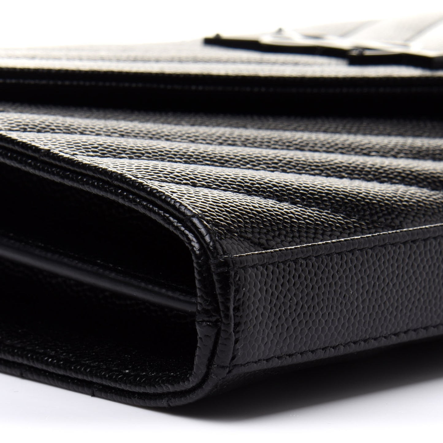 Grain De Poudre Matelasse Chevron Monogram Chain Wallet Black