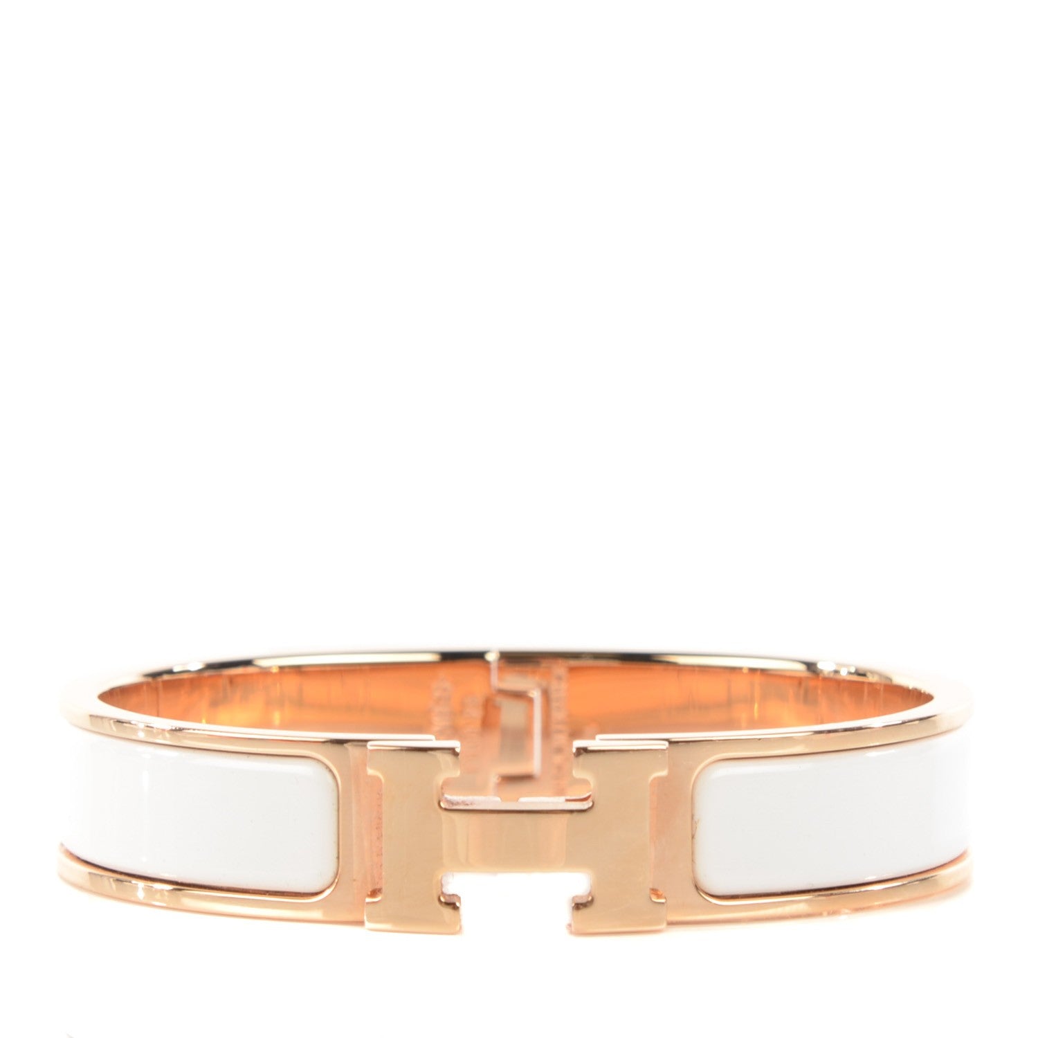 Hermes Enamel Narrow Clic Clac H Bracelet PM White 1 of 6