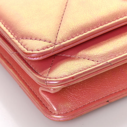 Chanel Iridescent Calfskin Quilted Chanel 19 Wallet On Chain WOC Pink 8 of 9