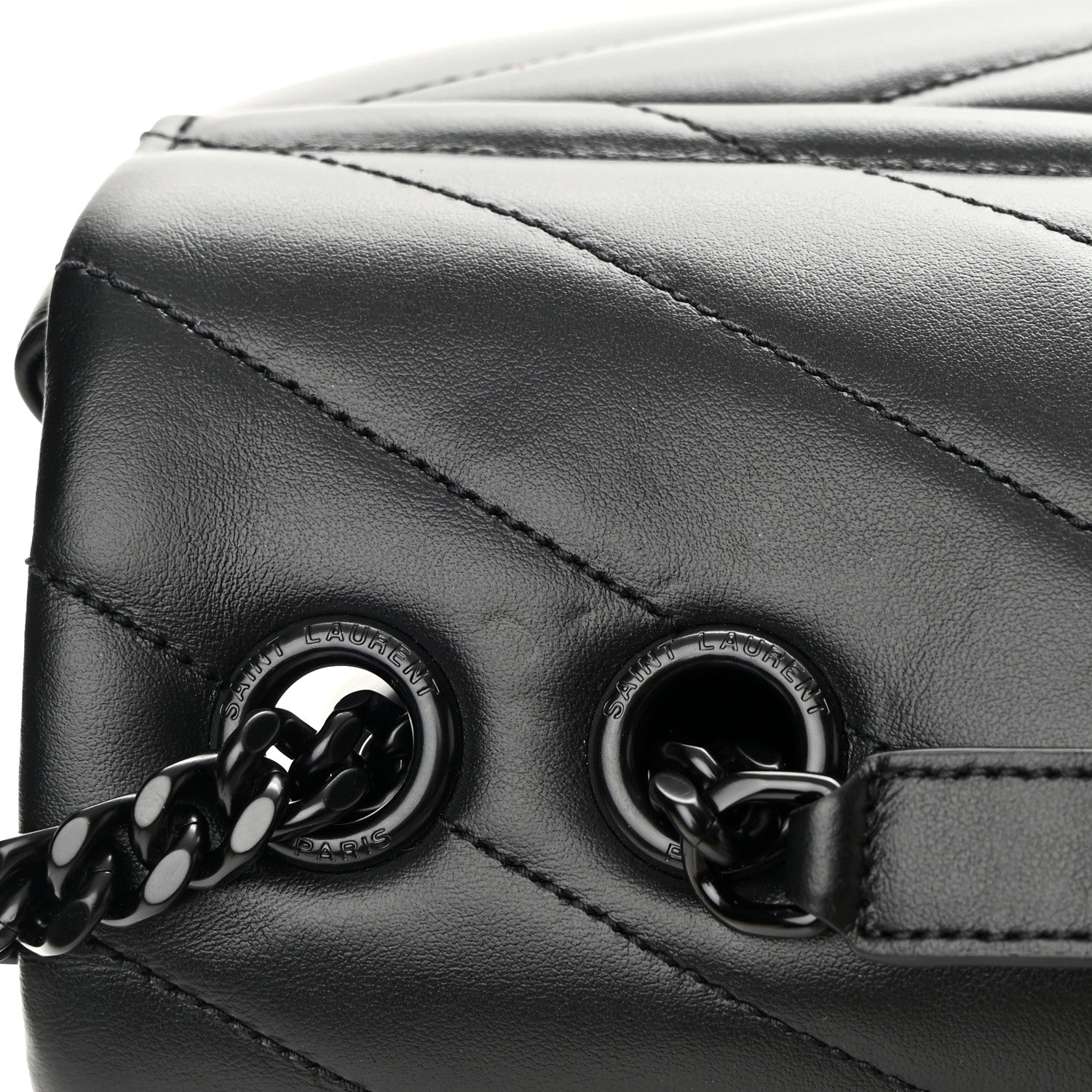 Saint Laurent Calfskin Y Quilted Monogram Monochrome Large Loulou Chain Satchel Black 16 of 17
