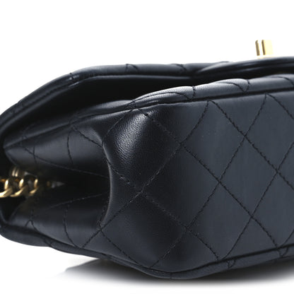 Chanel Lambskin Quilted Mini Rectangular Sweet Camellia Flap  Black 9 of 11