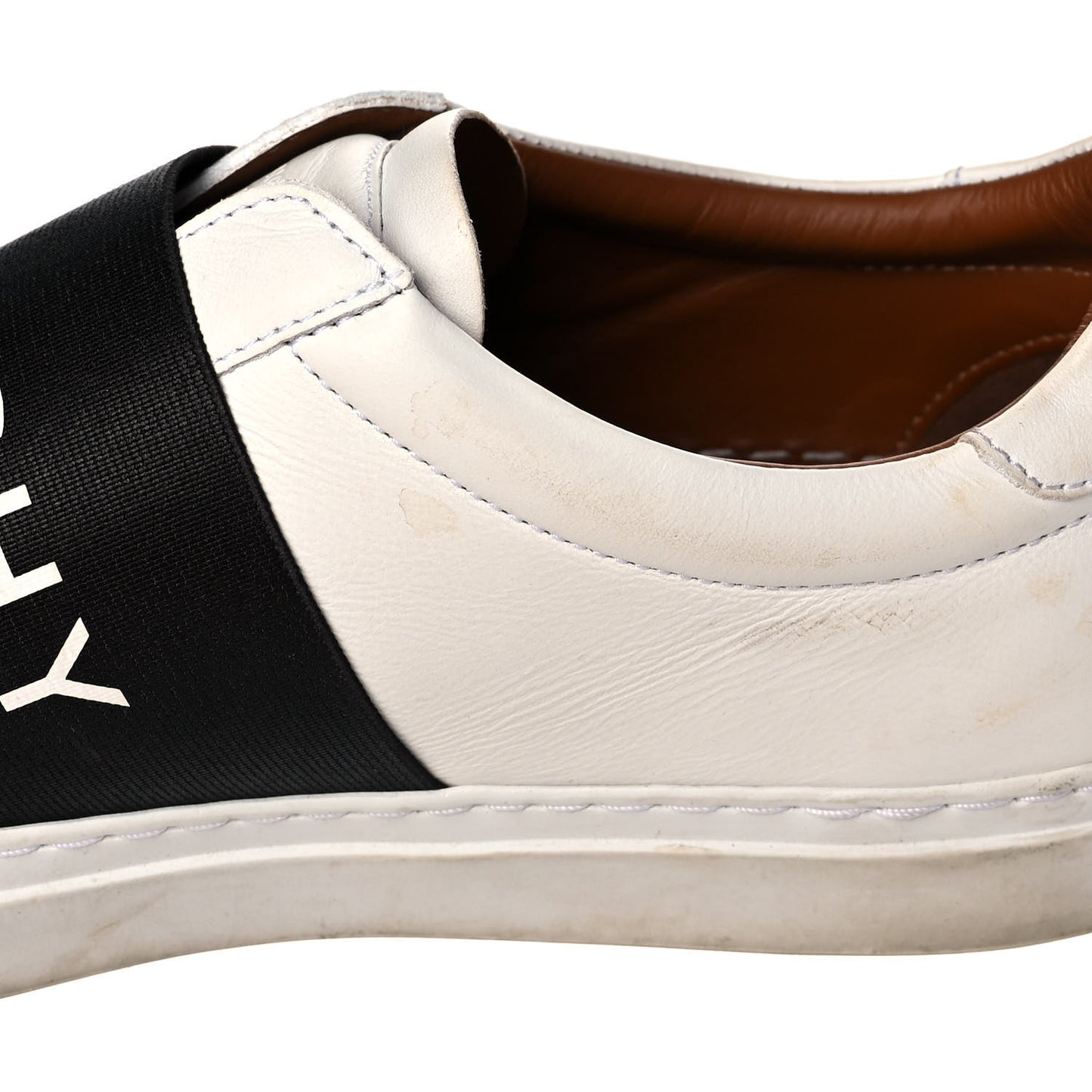Calfskin Band Logo Womens Urban Street Sneakers 38.5 White Black