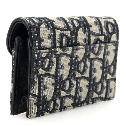 Christian Dior Oblique Saddle Card Holder Blue 3 of 7