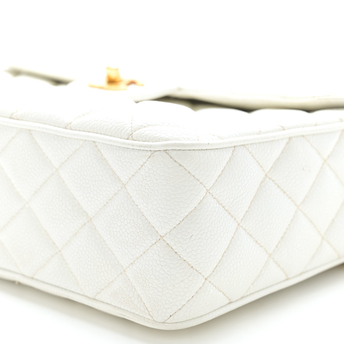 Caviar Quilted Camera Case White
