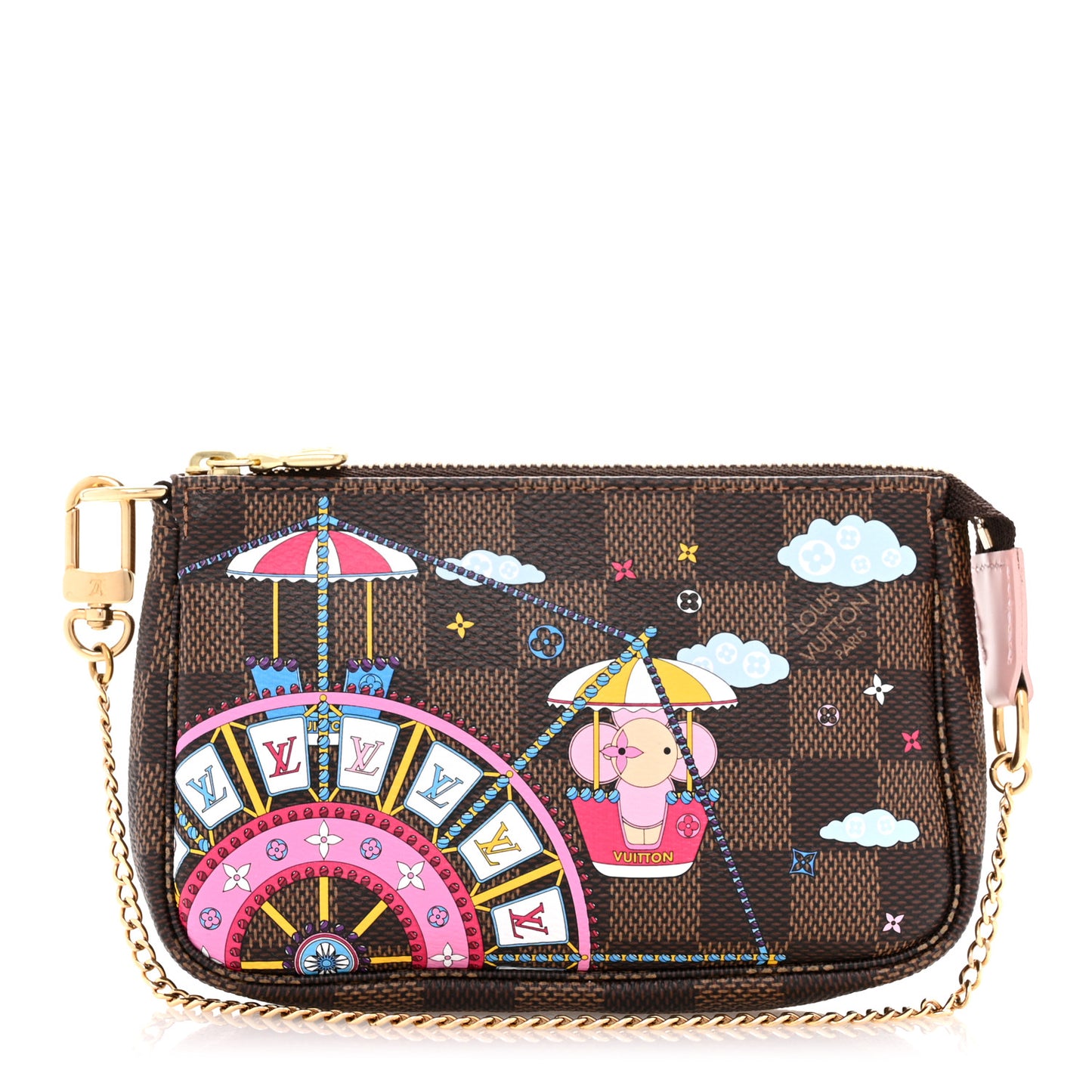 Damier Ebene 2020 Christmas Animation Big Wheel Mini Pochette Accessories Rose Ballerine