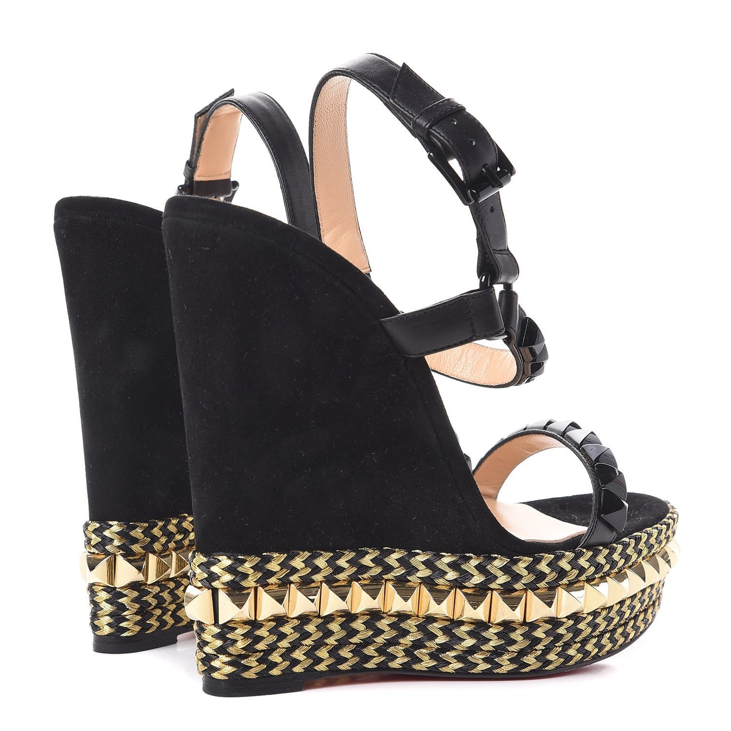 Calfskin Suede Cataclou 140 Wedge Sandals 38 Black