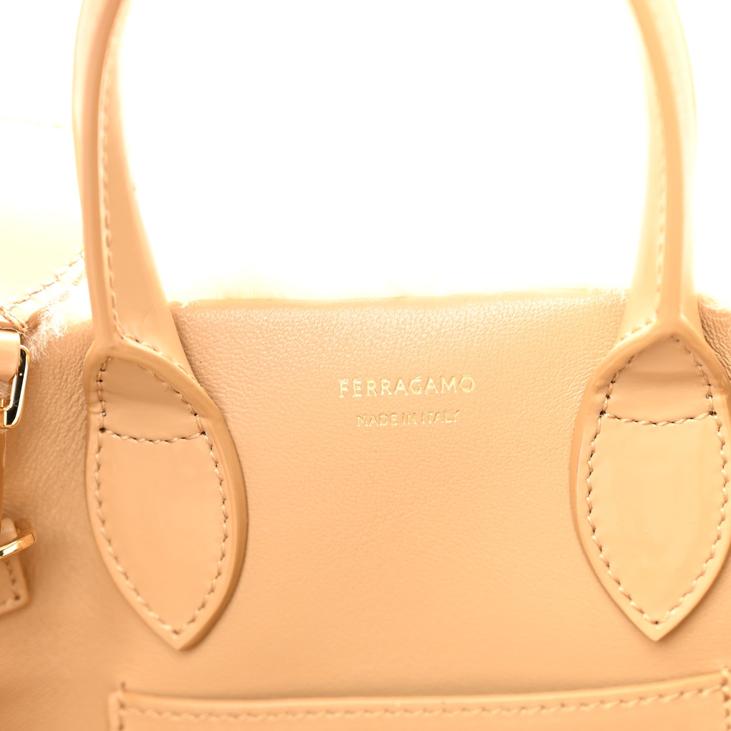 Salvatore Ferragamo Merino Smooth Calfskin Mini Hug Bag Natural Nude 6 of 10