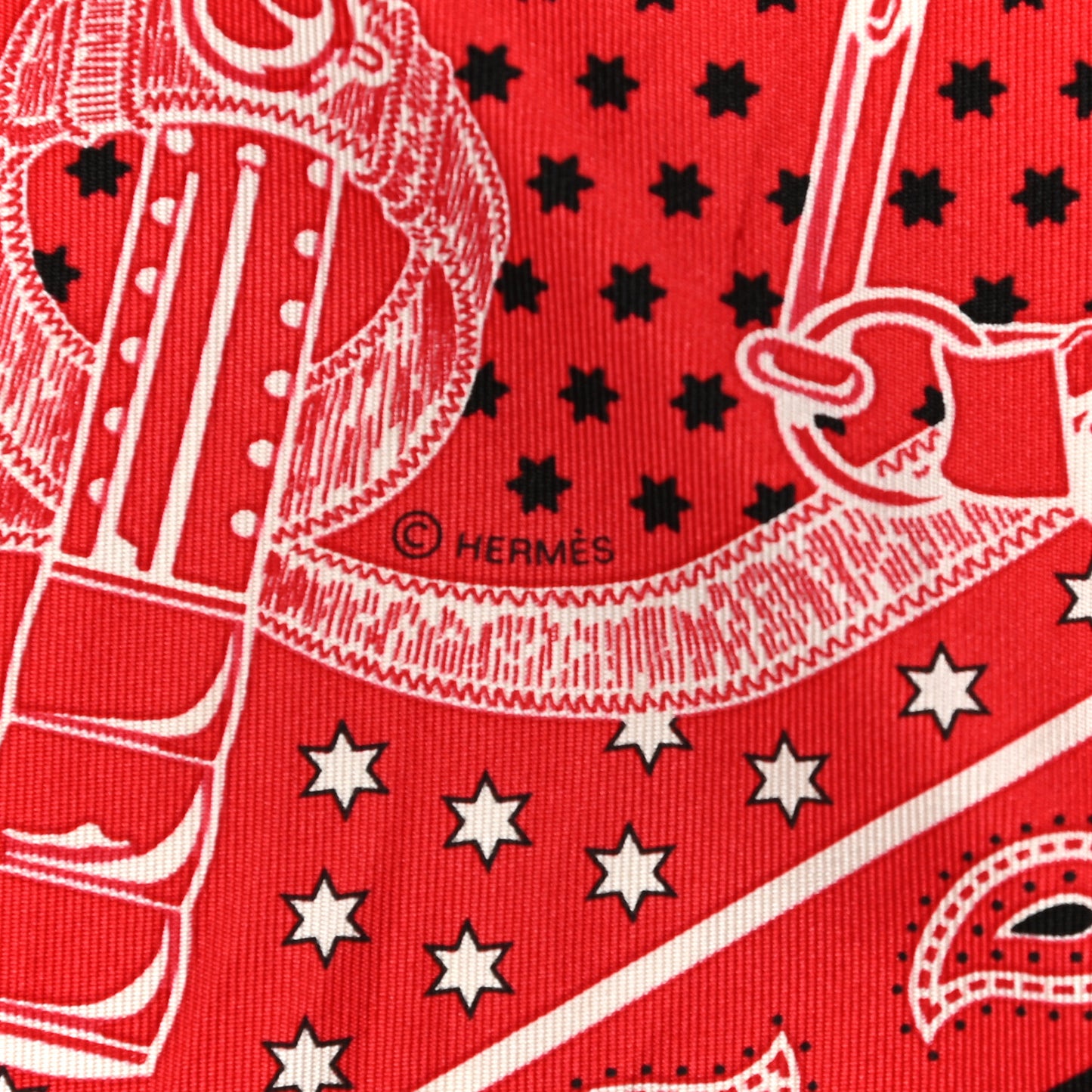 Silk Eperon D'Or Bandana Scarf 140 Rouge Black White