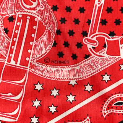 Hermes Silk Eperon D'Or Bandana Scarf 140 Rouge Black White 4 of 4