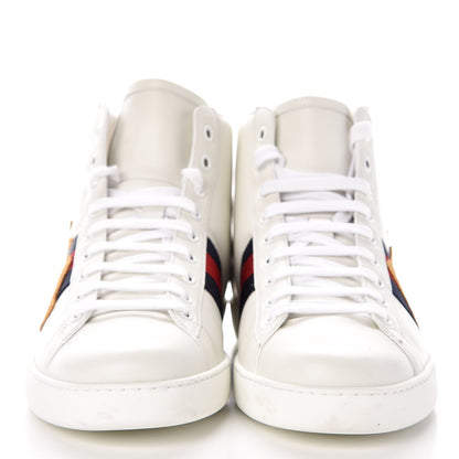 Gucci Calfskin Nappa Web LOVED Embroidered Mens Ace High Top Sneakers 10 White Red Flame Notte 2 of 11