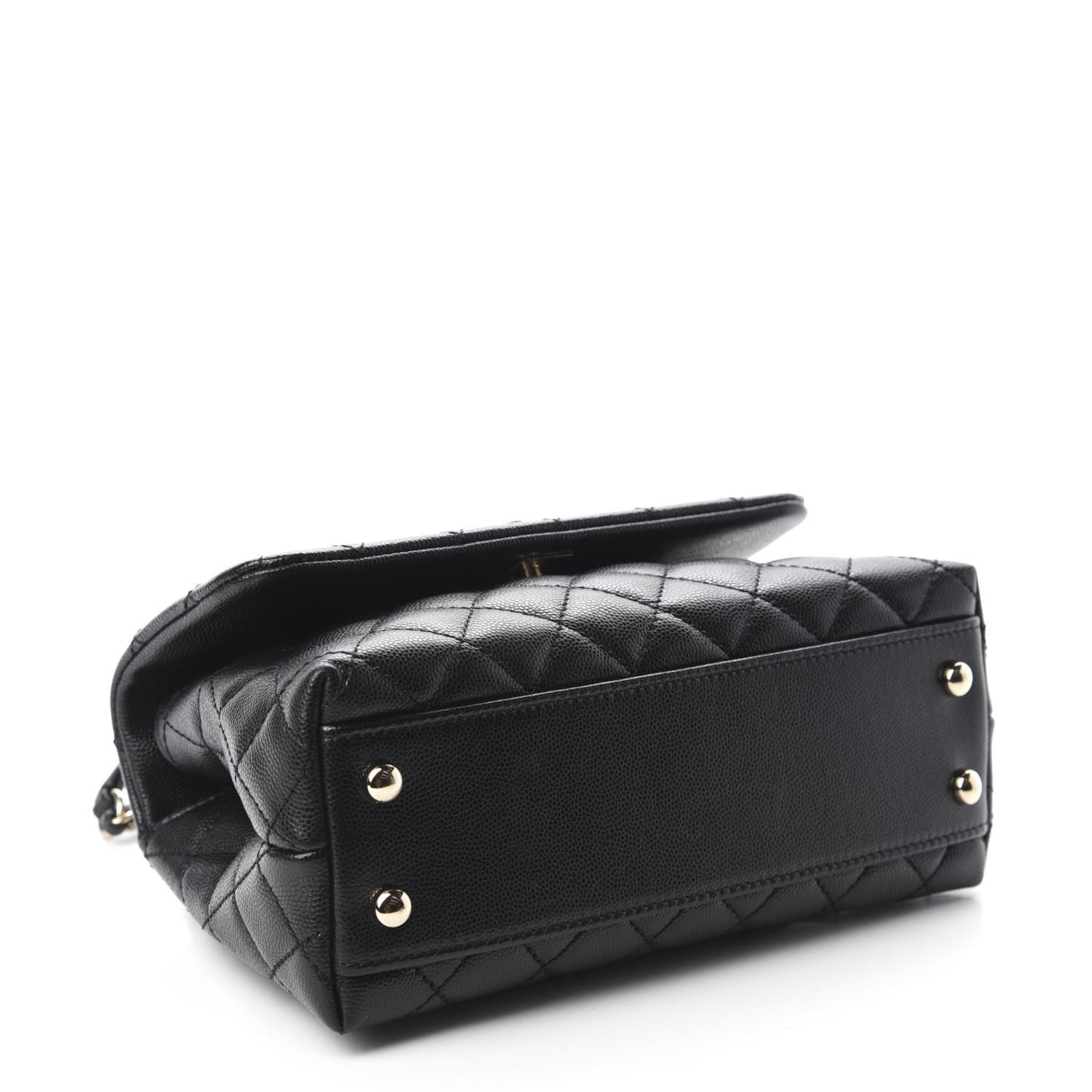 Caviar Quilted Mini Coco Handle Flap Black