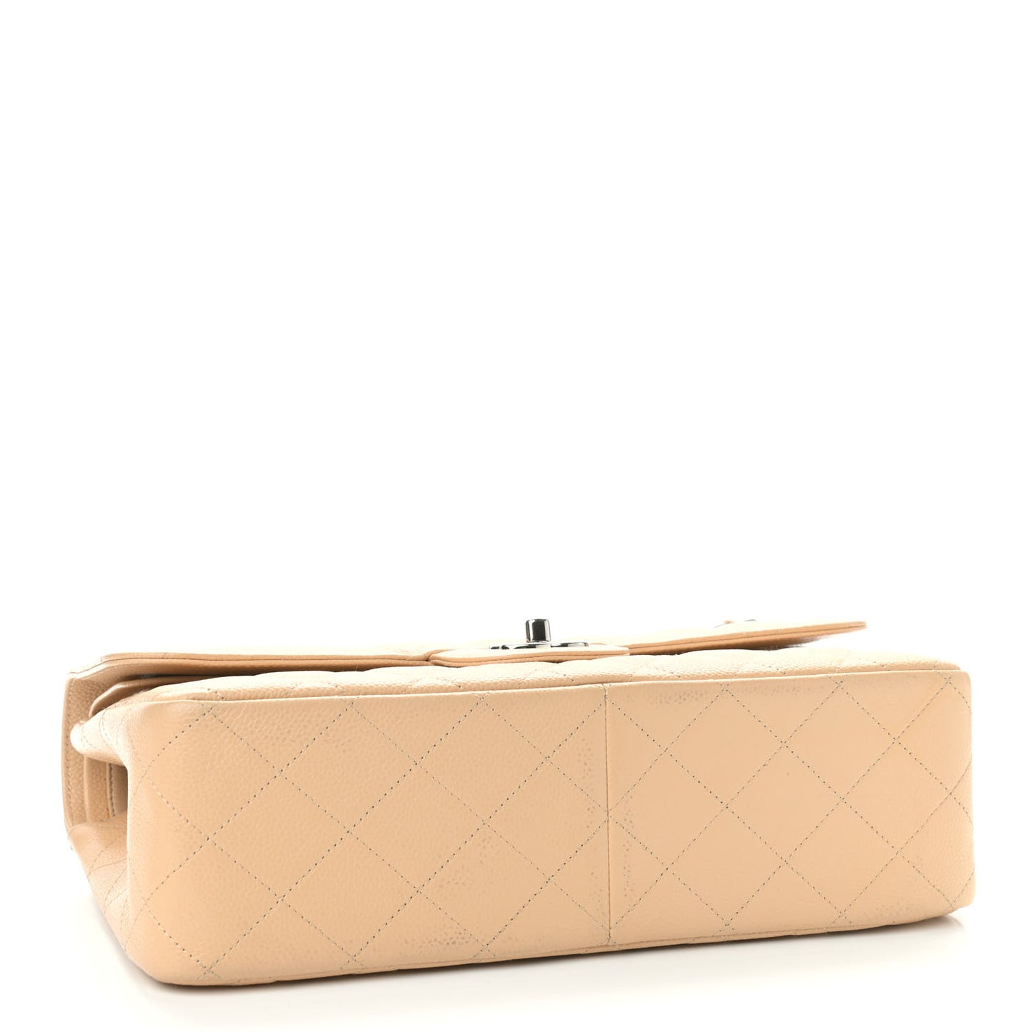 Caviar Quilted Jumbo Double Flap Beige Clair
