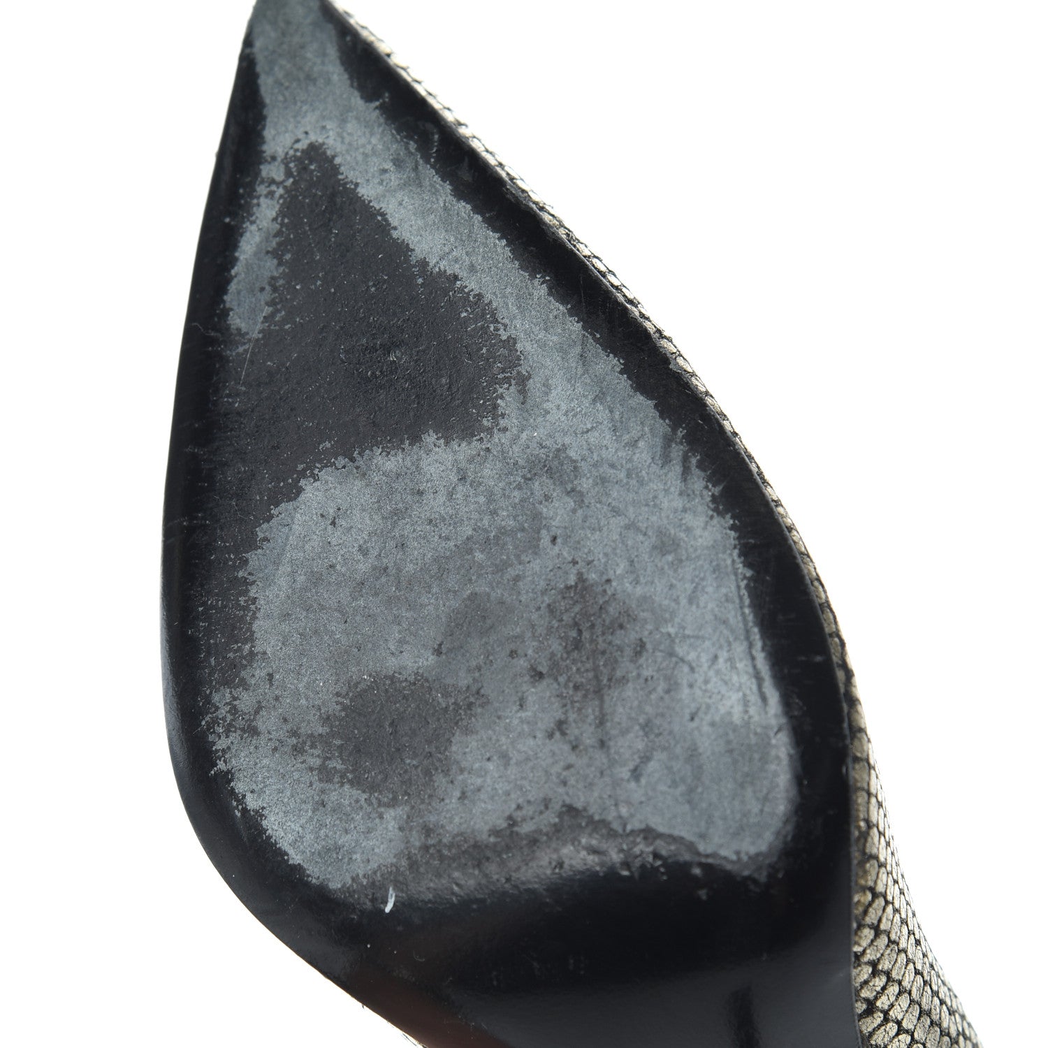 Saint Laurent Metallic Snakeskin Embossed Calfskin Classic Paris 105 Pumps 36.5 Black Gold 13 of 16