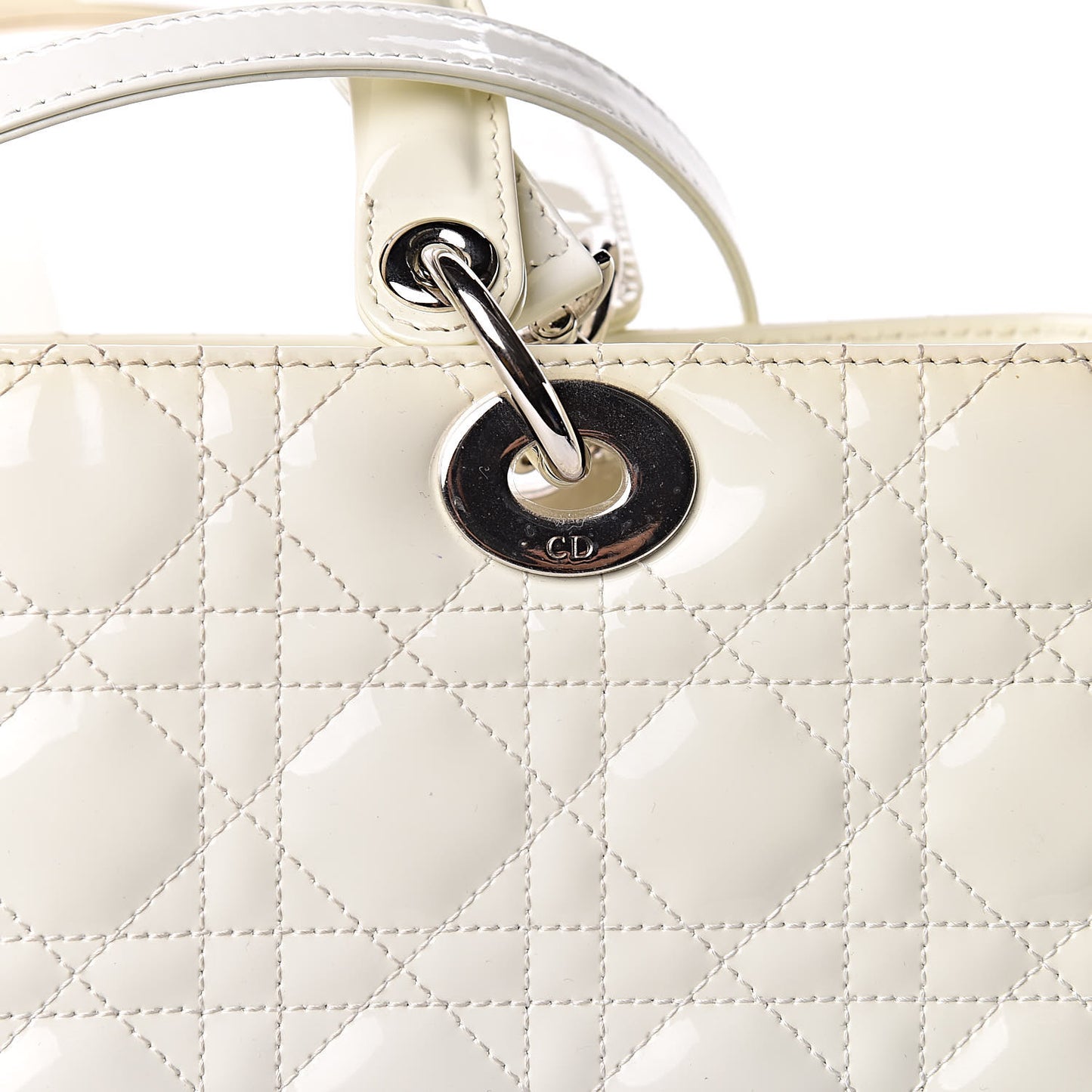 Patent Cannage Large Lady Dior White