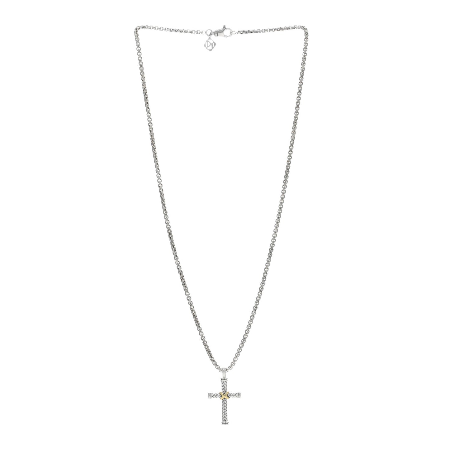 Sterling Silver 18K Yellow Gold X Cross Necklace