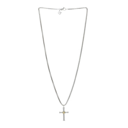 David Yurman Sterling Silver 18K Yellow Gold X Cross Necklace 2 of 5