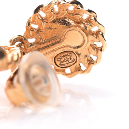 Chanel Pearl Gripoix CC Chain Drop Clip On Earrings Gold 4 of 5