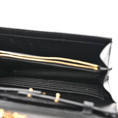Saint Laurent Grain De Poudre Matelasse Chevron Monogram Chain Wallet Black 5 of 9