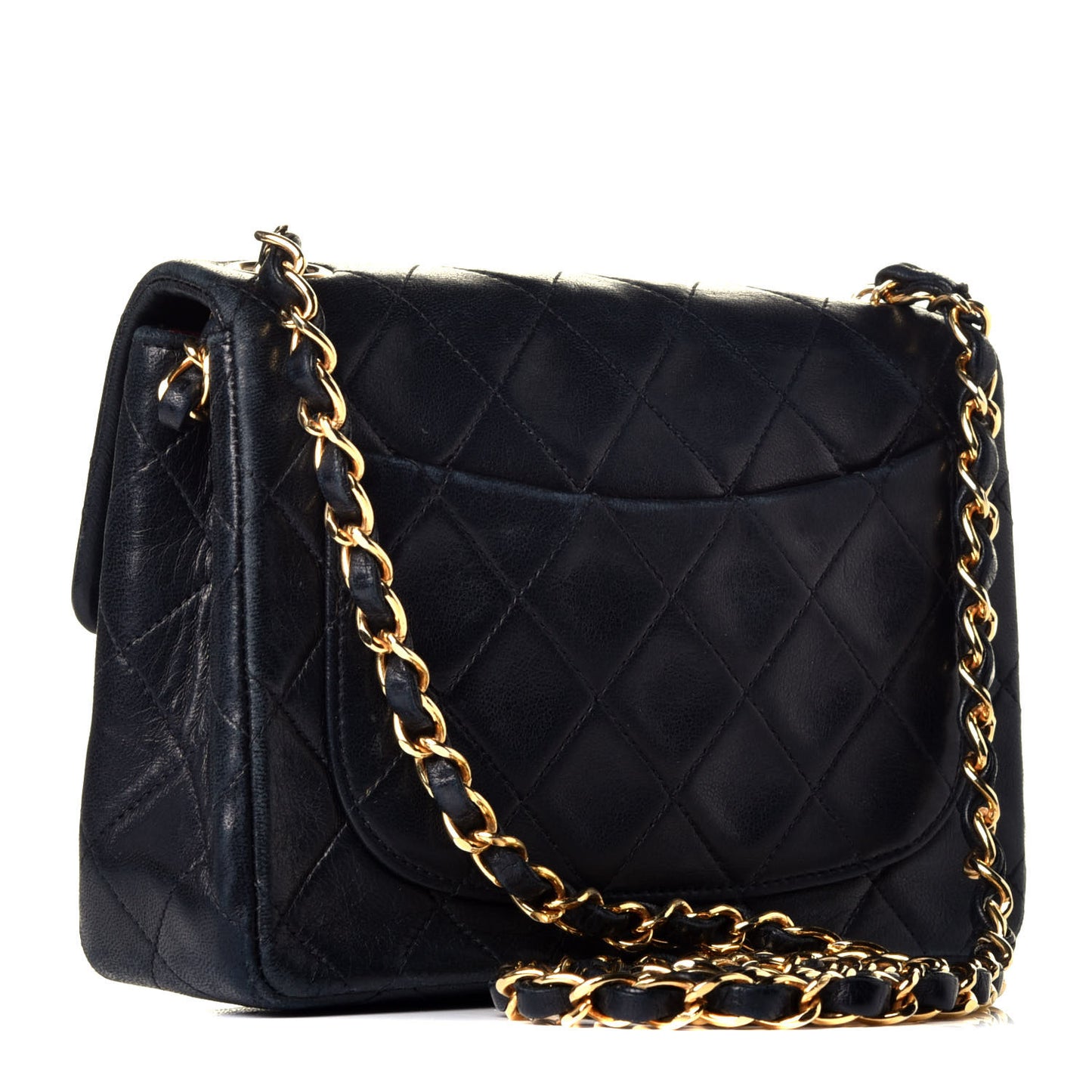 Lambskin Quilted Mini Square Flap Black