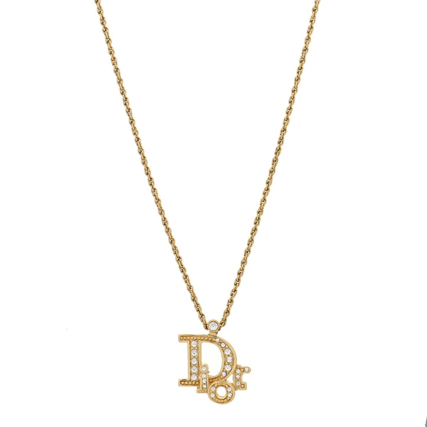 Crystal Logo Necklace Gold