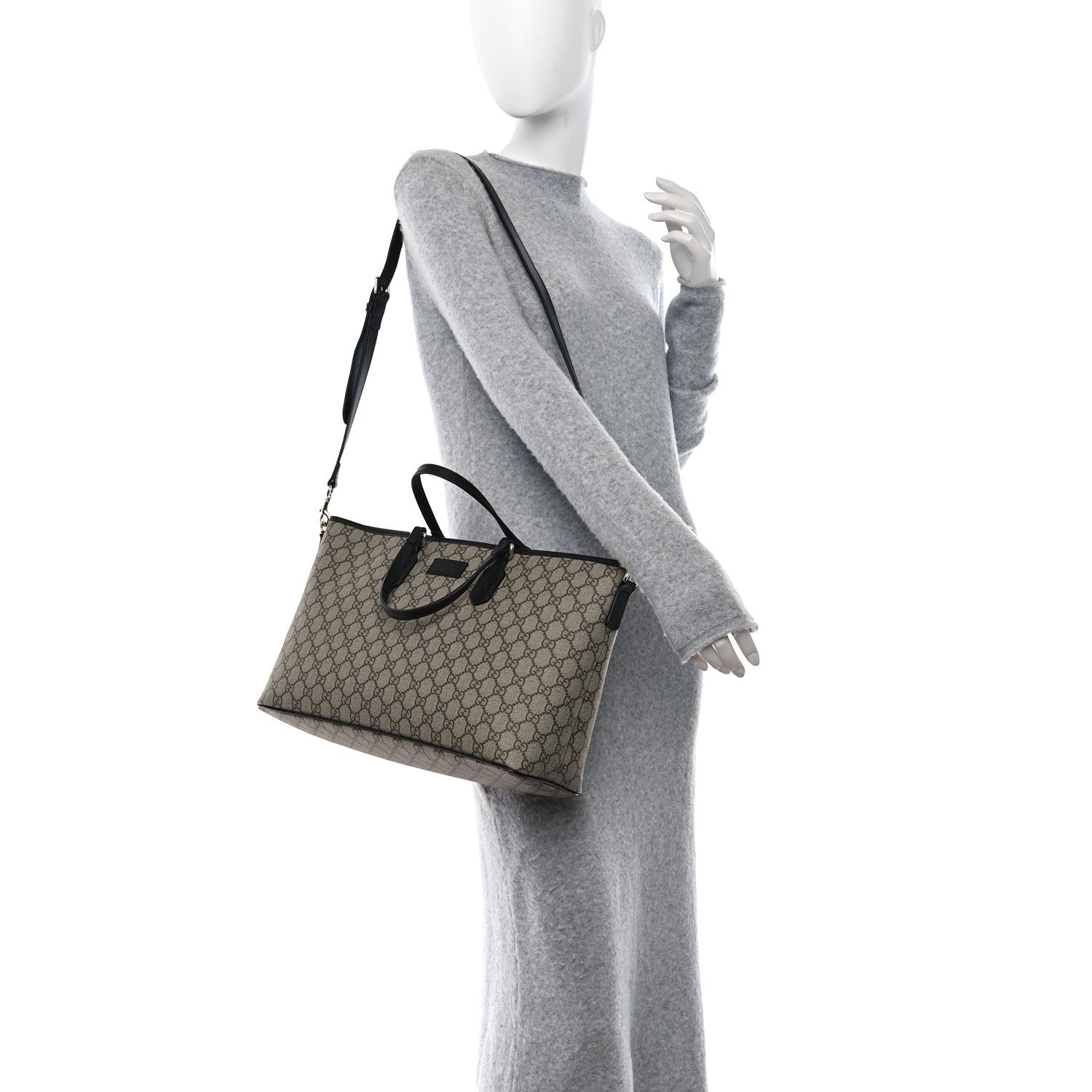 Gucci GG Supreme Monogram Medium Zippered Tote Dark Brown 2 of 9