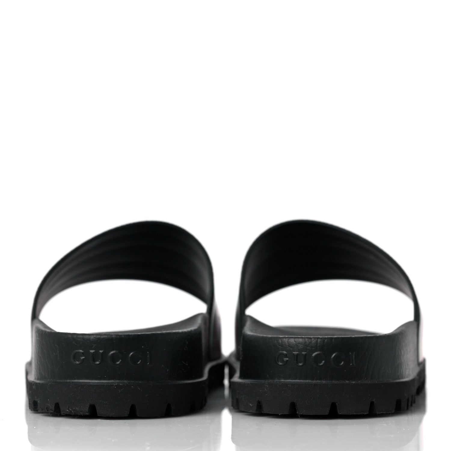 Gucci Rubber Web Mens Lug Sole Slide Sandals 9 Black Green Red 5 of 6