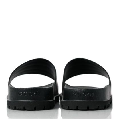 Gucci Rubber Web Mens Lug Sole Slide Sandals 9 Black Green Red 5 of 6