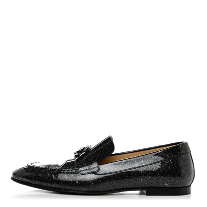 Chanel Patent CC Glitter Mocassin Loafers 36 Black 1 of 8