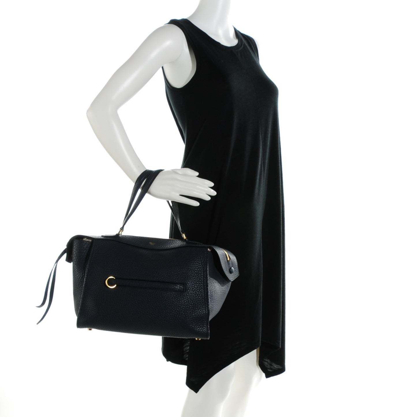 Bullhide Calfskin Small Ring Bag Navy Blue